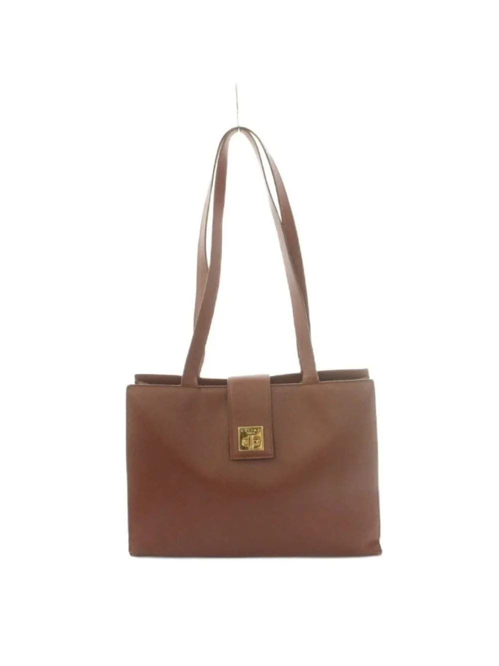 Celine Turnlock Tote Leather Brown